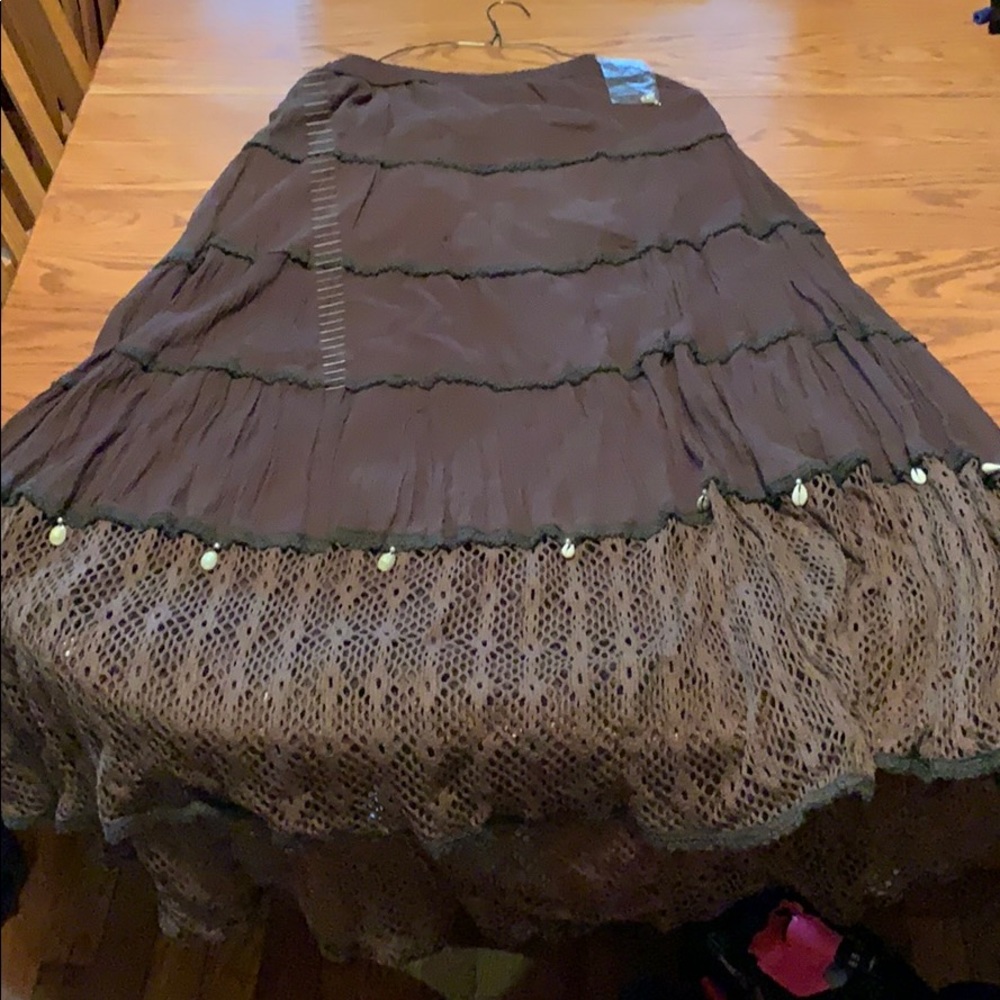 Brown skirt with seashell and crochet flare